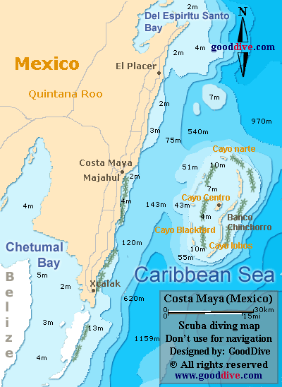 costa maya map mexico