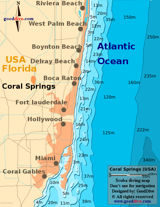 Coral Springs diving map