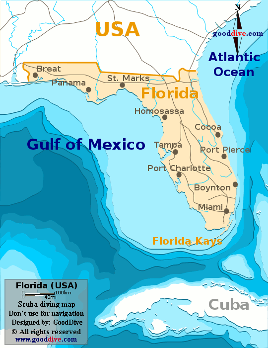 Florida diving map