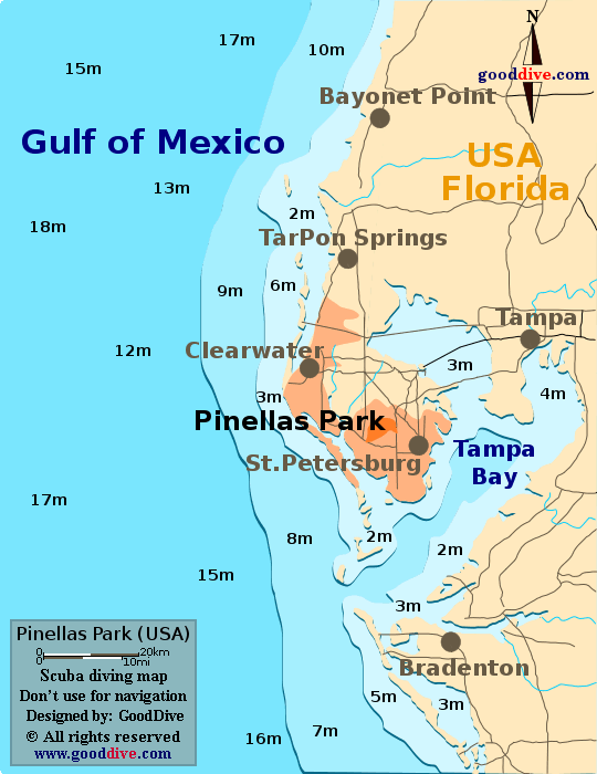 Pinellas diving map