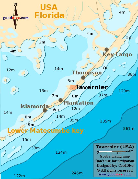 Tavernier diving map