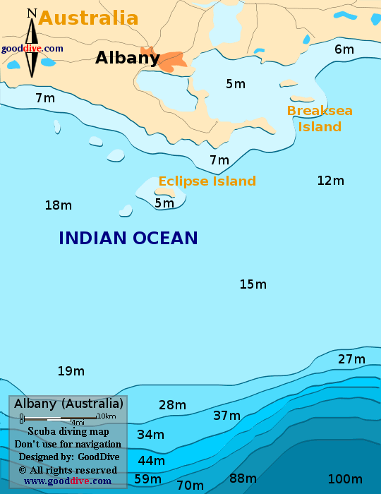 albany diving map