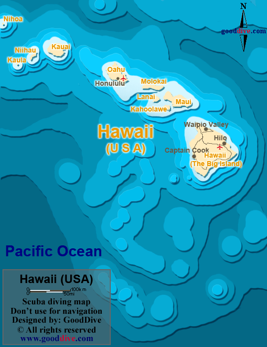 hawaii diving map
