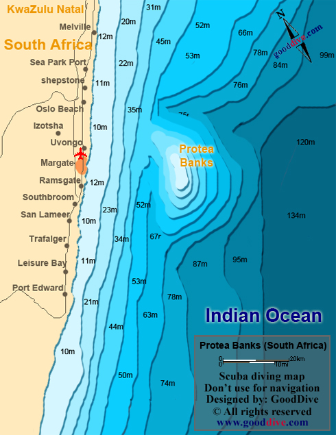 protea banks diving map
