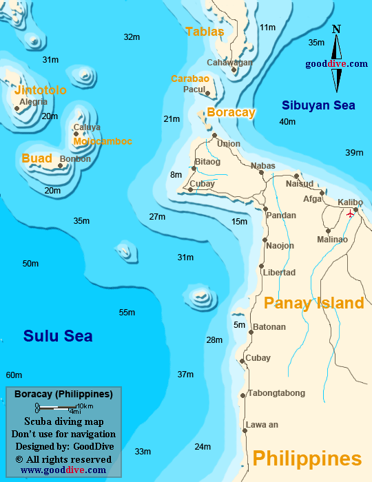 boracay island  diving  map