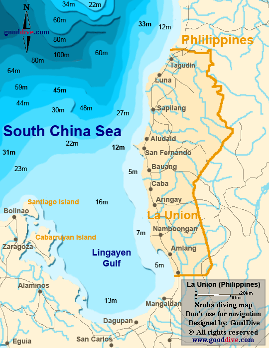 la union diving map