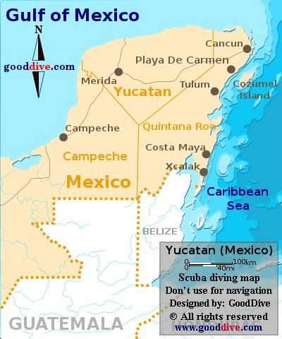 yucatan peninsula map mexico