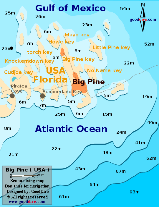 Big Pine diving map
