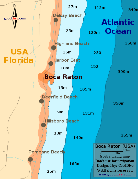 Boca Raton diving map