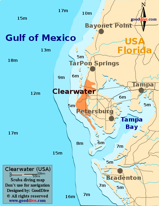 Clearwater diving map