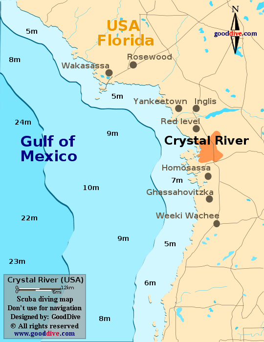Crystal River diving map