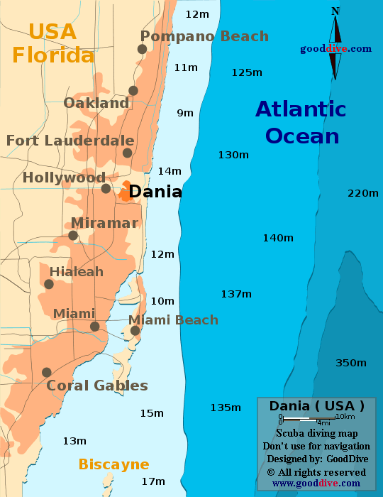 Dania Beach diving map