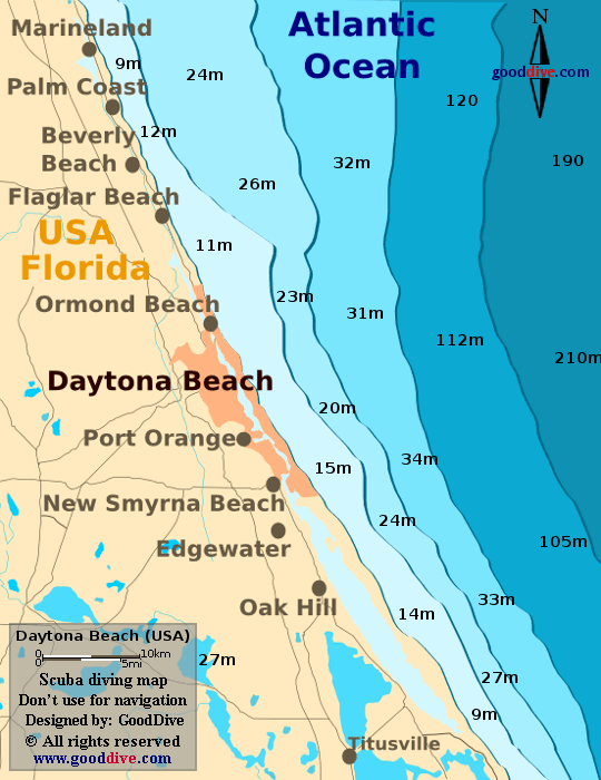 Daytona Beach diving map