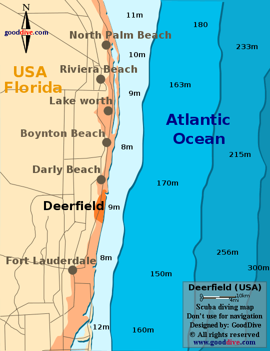 Deerfield Beach diving map