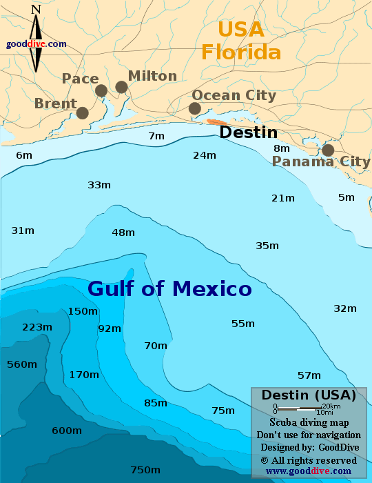 Destin diving map