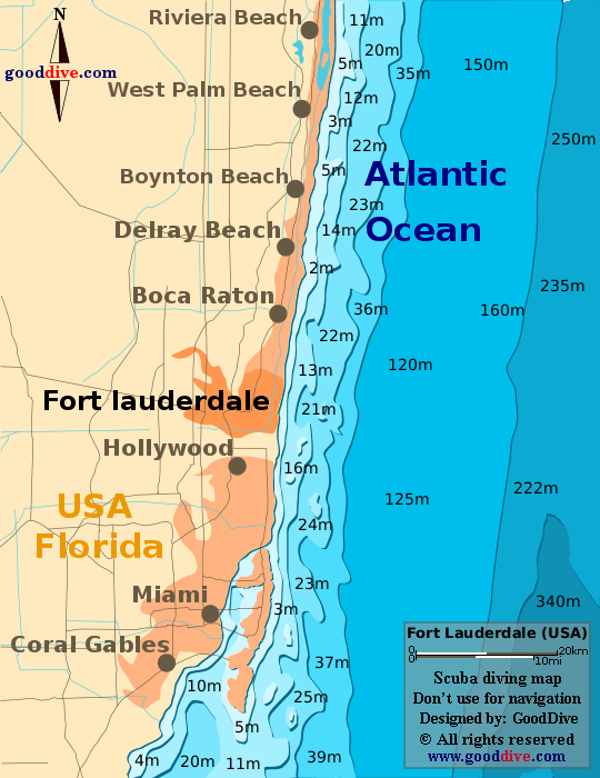 Fort Lauderdale diving map