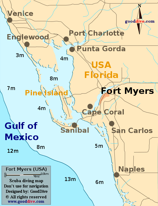 Fort Myers diving map