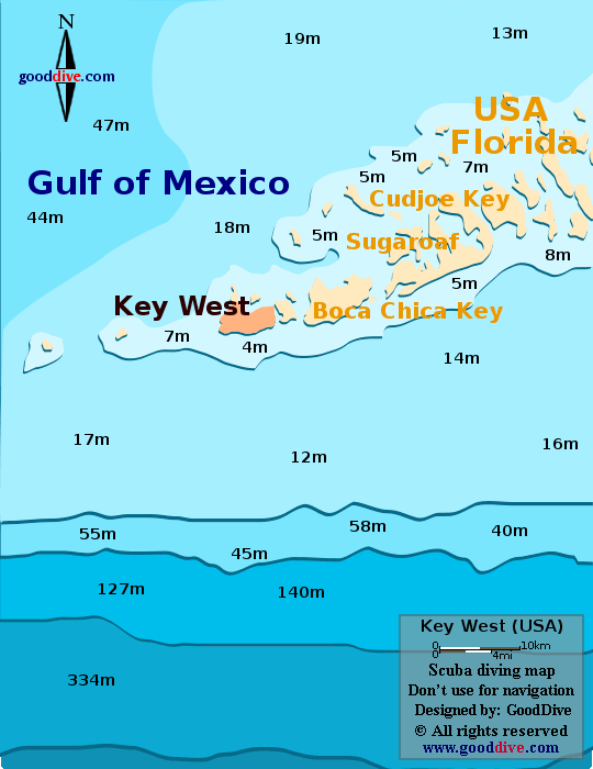 Key West diving map