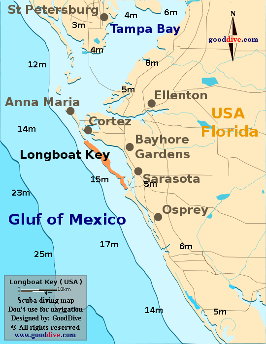 Longboat Key diving map