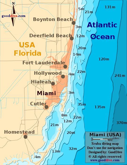 Miami diving map