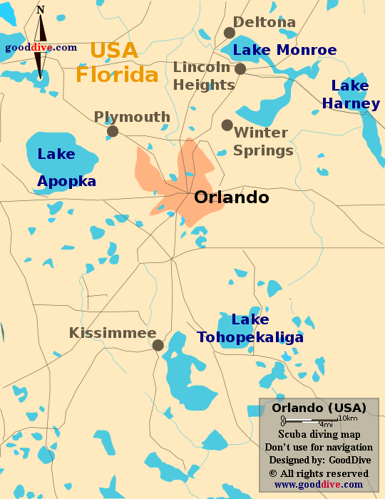 Orlando diving map