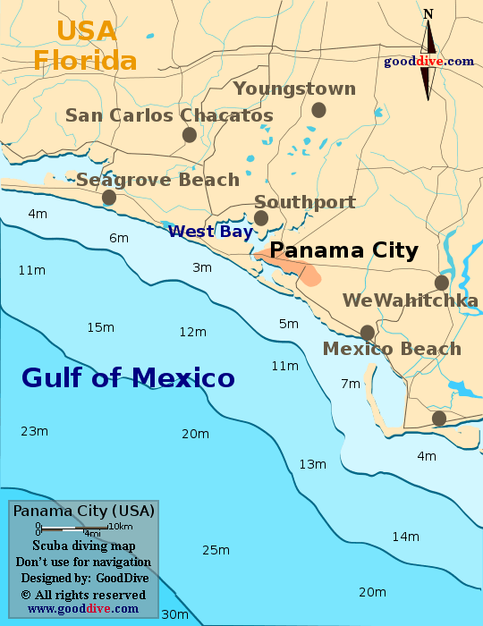 Panama City diving map