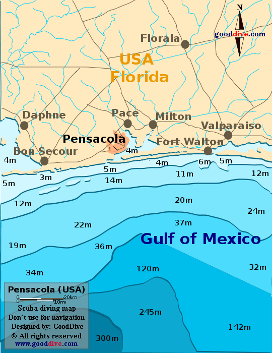 Pensacola diving map