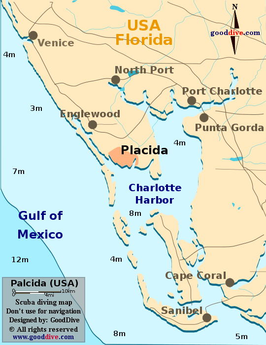 Placida diving map