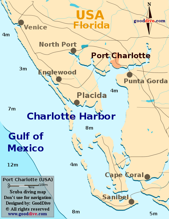 Port Charlotte diving map