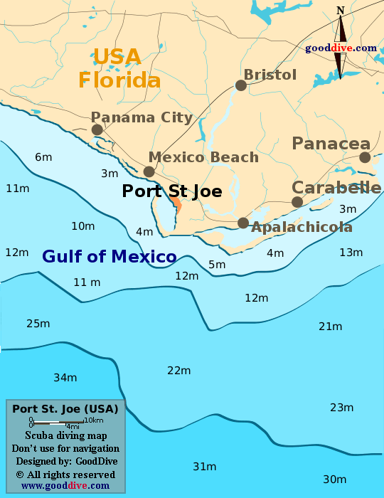 Port St. Joe diving map
