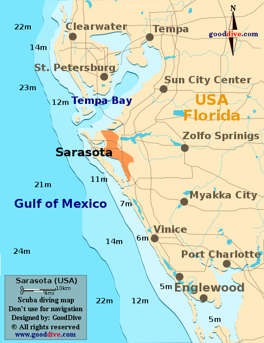 Sarasota diving map