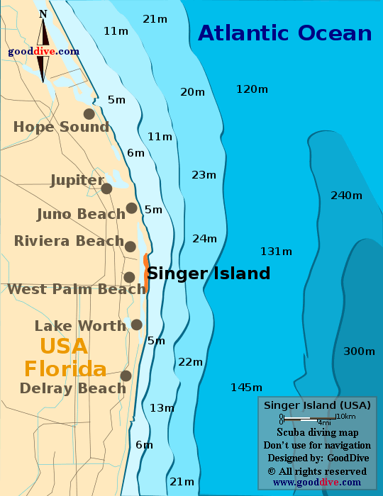 singer island bay map - gooddive