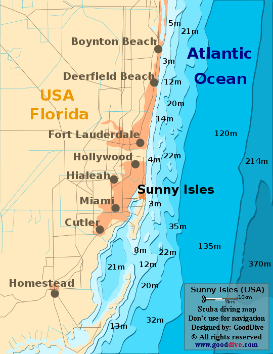 Sunny Isles diving map