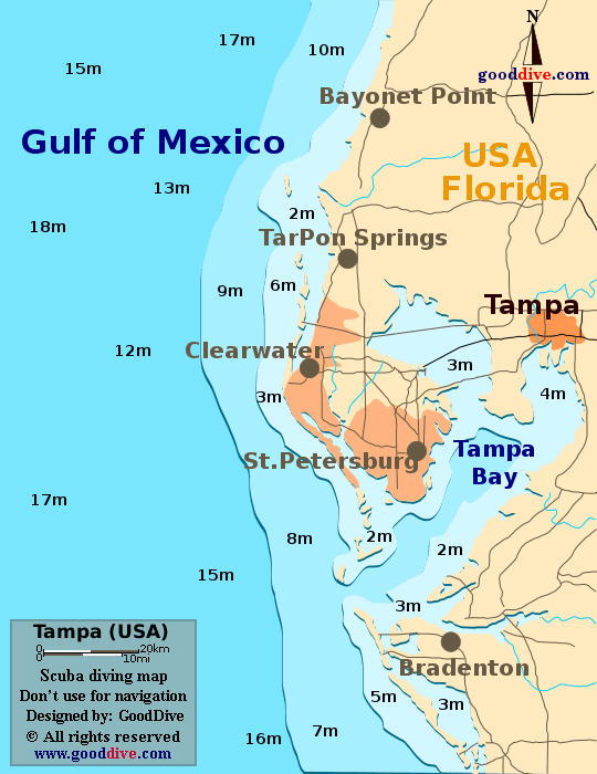 Tampa diving map