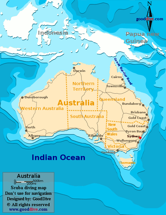 australia diving map
