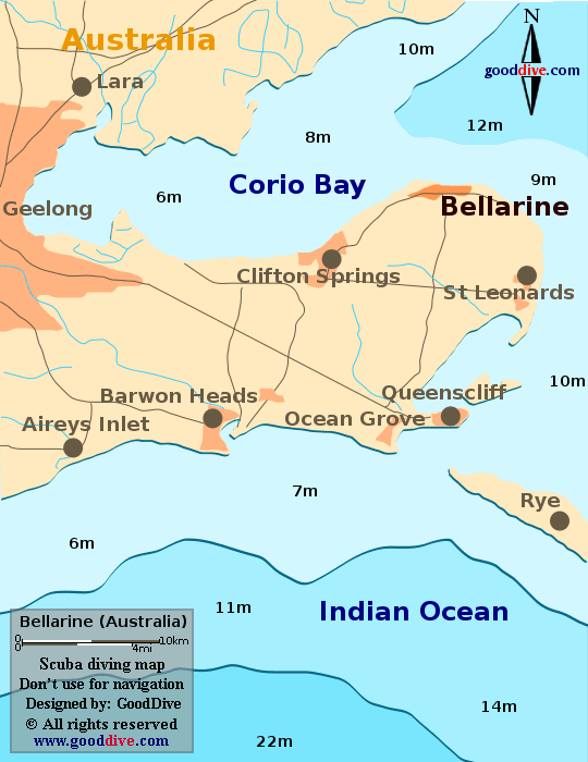 bellarine peninsula diving map