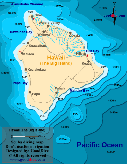  big island of hawaii diving map