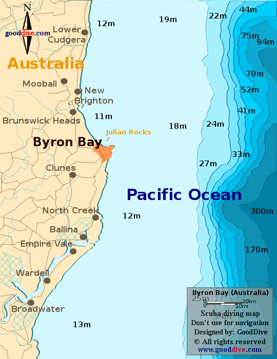 byron bay diving map