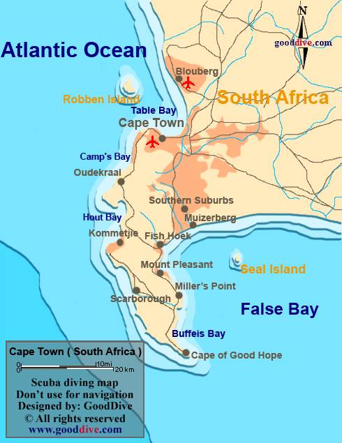 cape town diving map