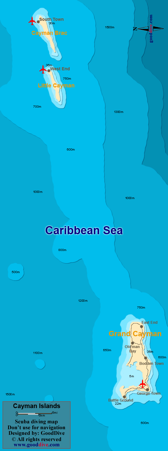 Cayman Islands Diving Map Goodive Com