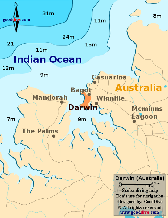 darwin diving map