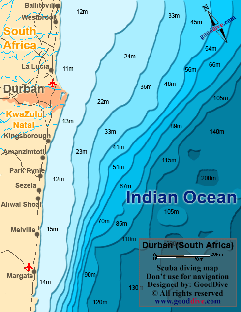 durban diving map