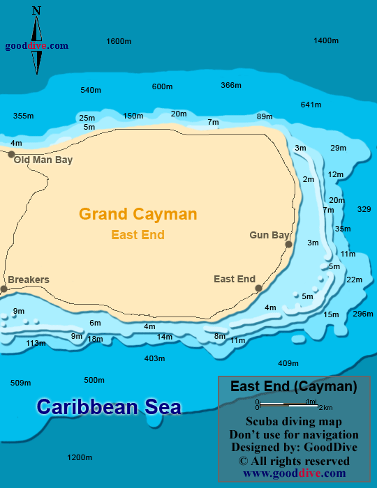 East End diving map