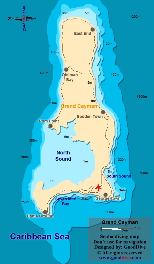 Grand Cayman diving map