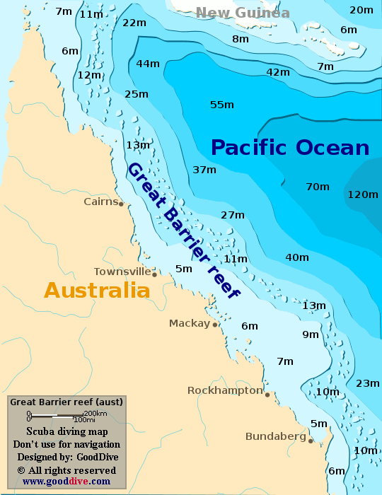 Topographic Map Of The Great Barrier Reef - Map of world