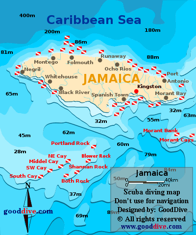 Jamaica diving map