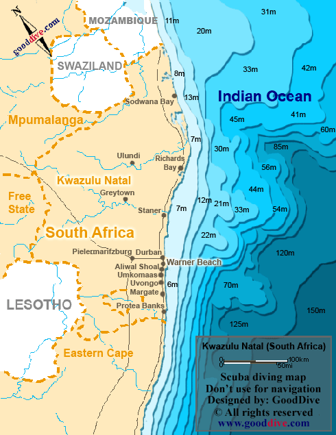 kwazulu natal diving map