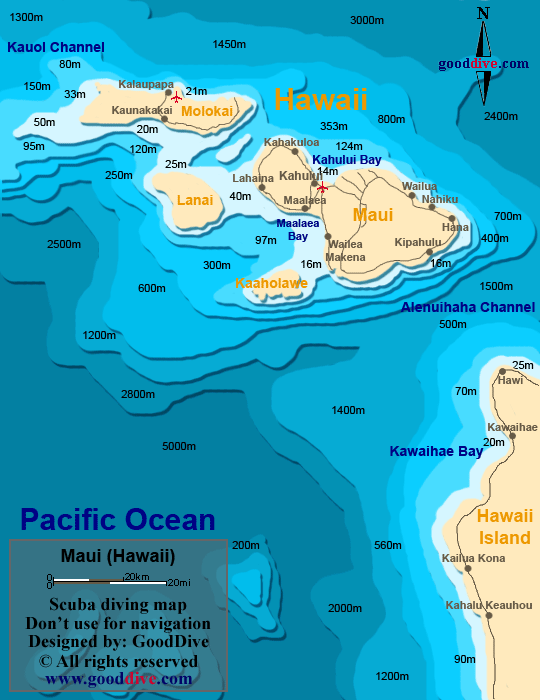 maui diving map
