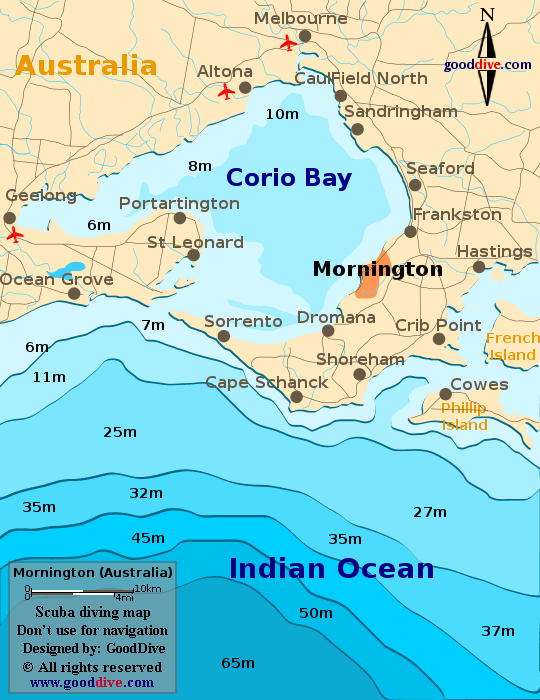 mornington peninsula diving map