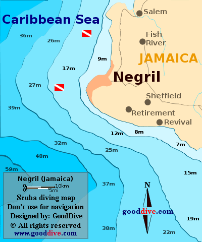 Negril diving map